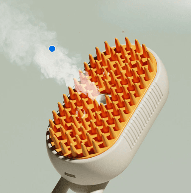 Escova a Vapor 3 em 1 para Pets – Limpa, Massageia e Hidrata a Pelagem