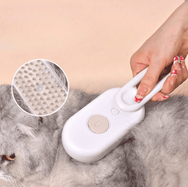Escova a Vapor 3 em 1 para Pets – Limpa, Massageia e Hidrata a Pelagem