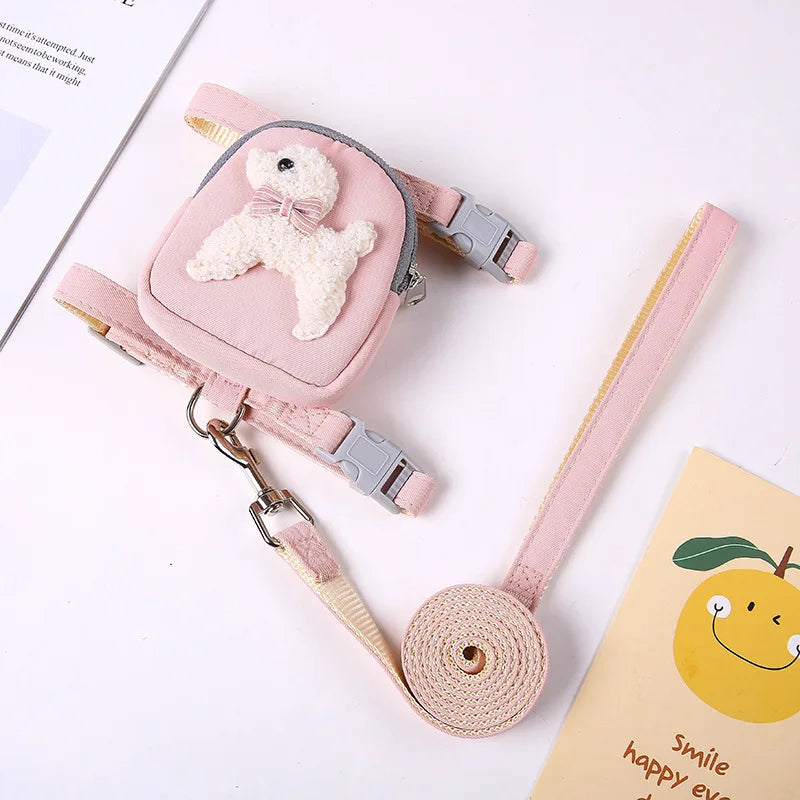 Coleira Peitoral + Guia com Bolsa de Petisco