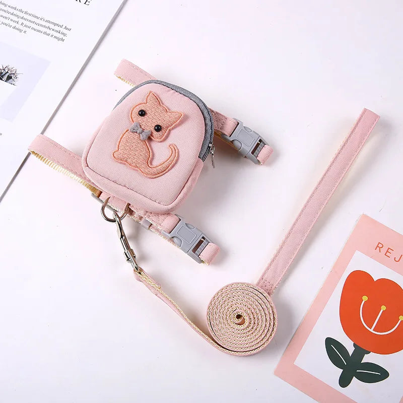 Coleira Peitoral + Guia com Bolsa de Petisco