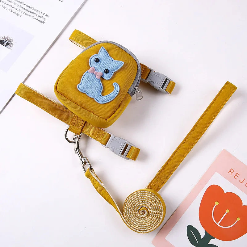 Coleira Peitoral + Guia com Bolsa de Petisco